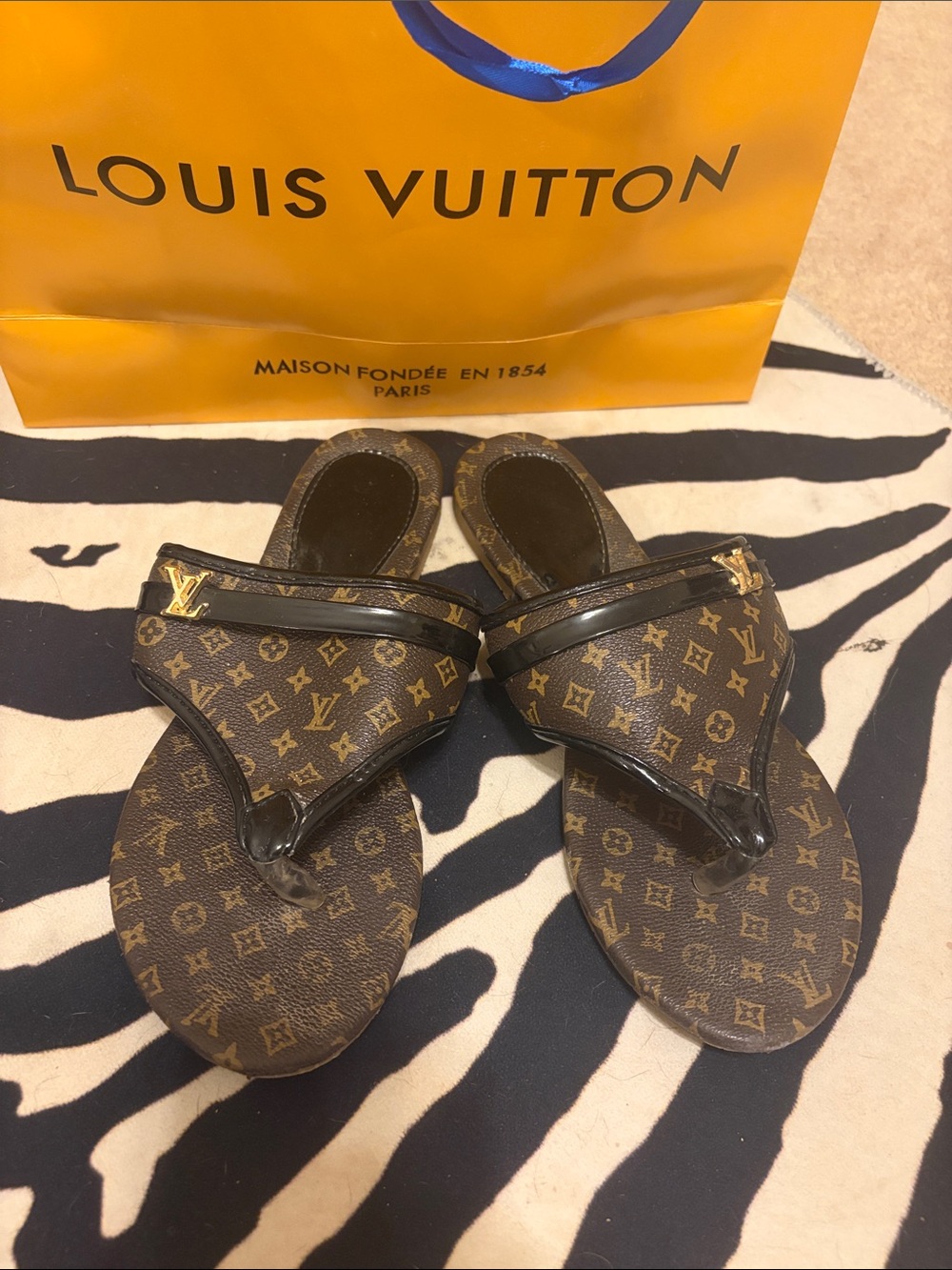 Designers Originals Brown Monogram Flip Sandals